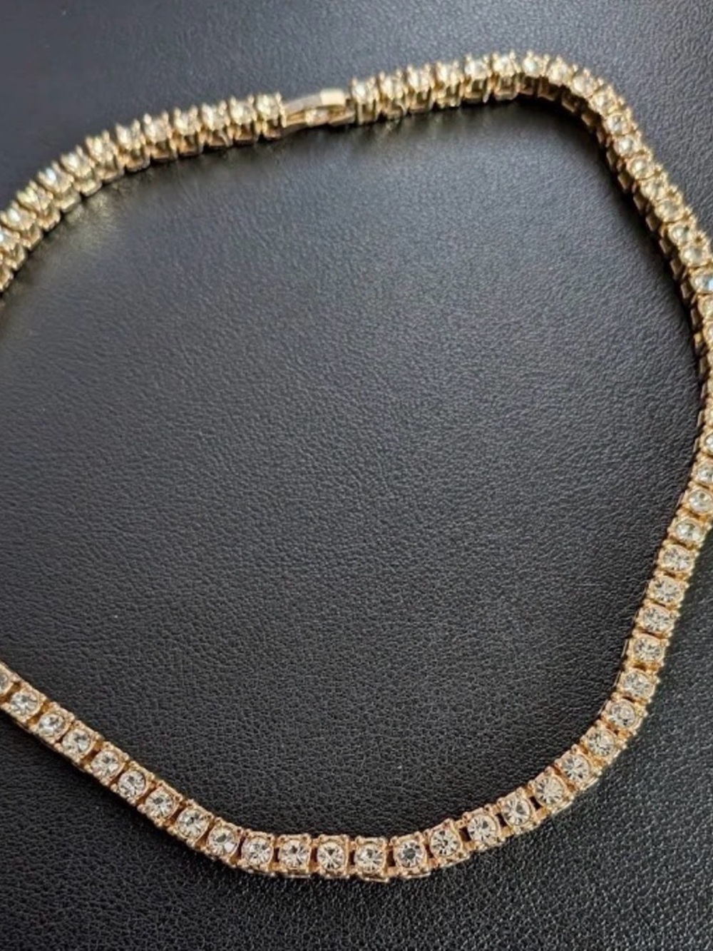 NEW 16” Tennis Bridal Gold Tone Faux Classic Diamond Round Cut Necklace
